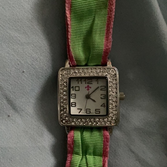 AKA rhinestone diamond watch 8in fleur de lis